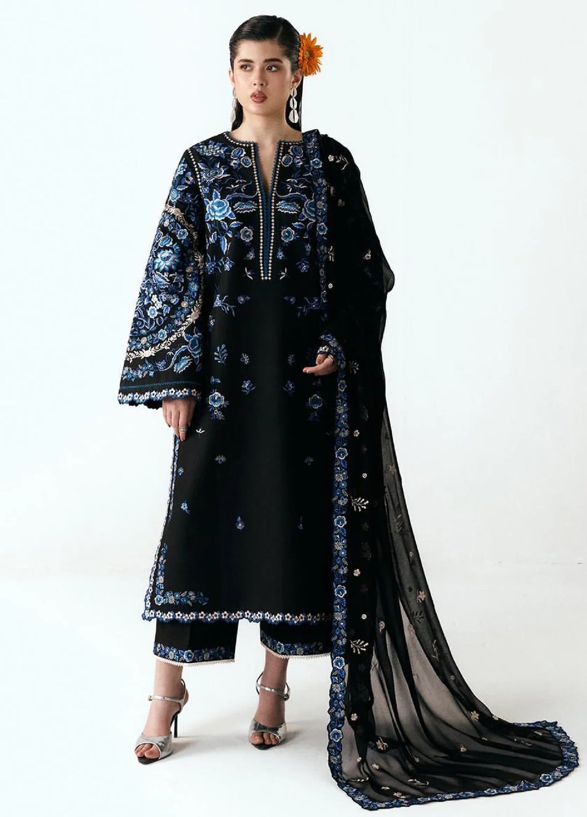 Hussain Rehar D-402 Embroidered Dhanak Three Piece Winter Collection
