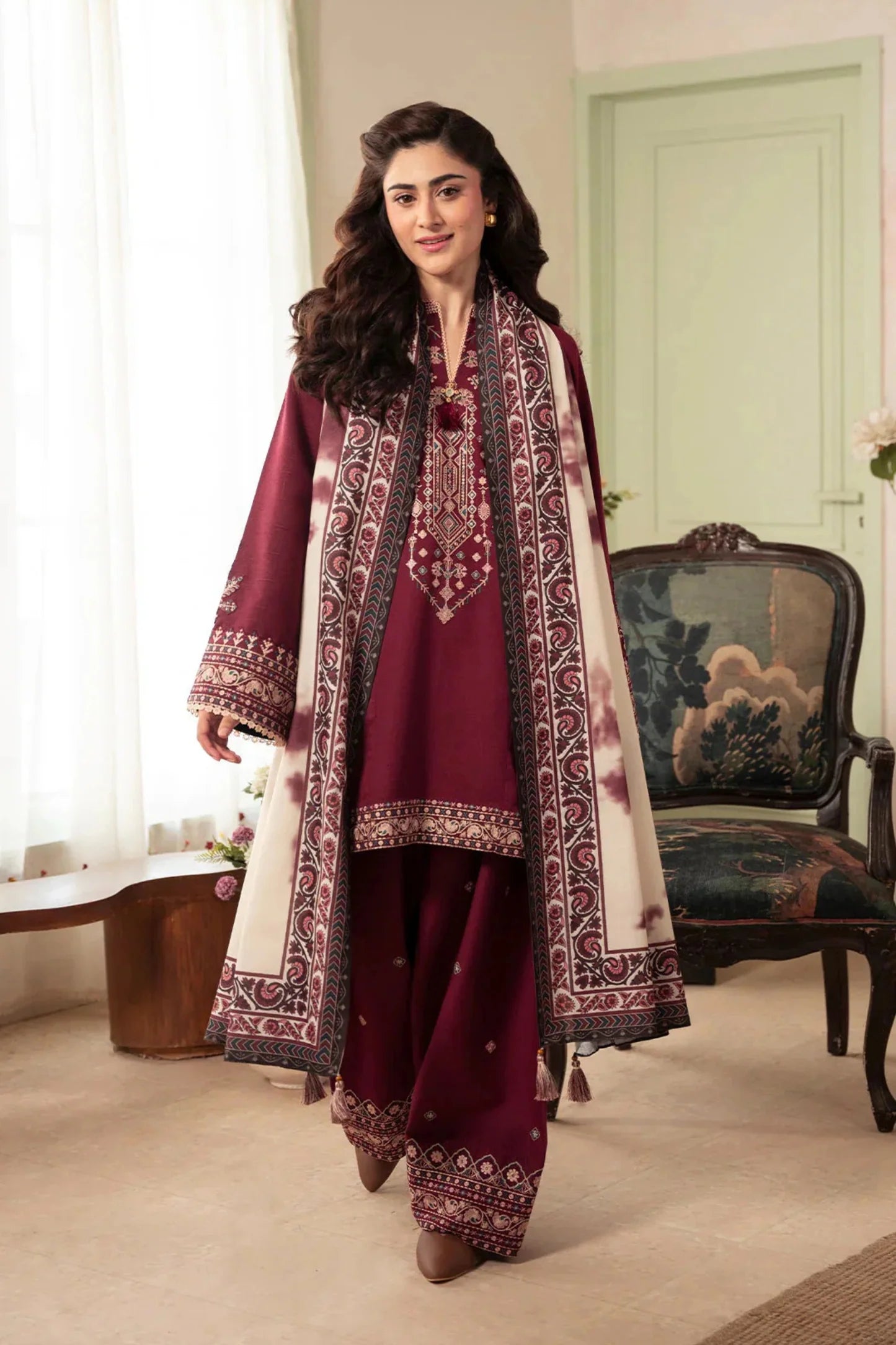 Maya MA-326 Airjet Lawn 9070 Heavy Embroidered 3 Piece Suit