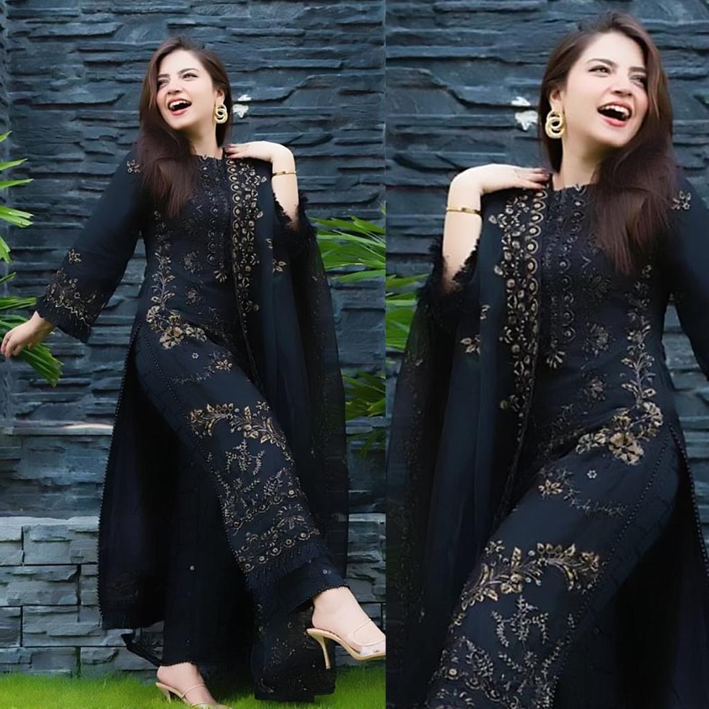 Dananeer-18405 Black Embroidered lawn 3pc