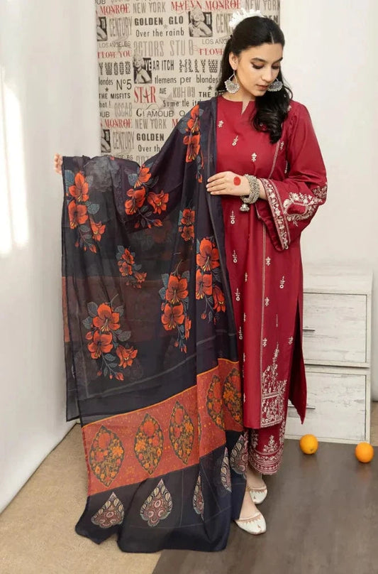 Urge UR-696 Embroidered Dhanak 3pc