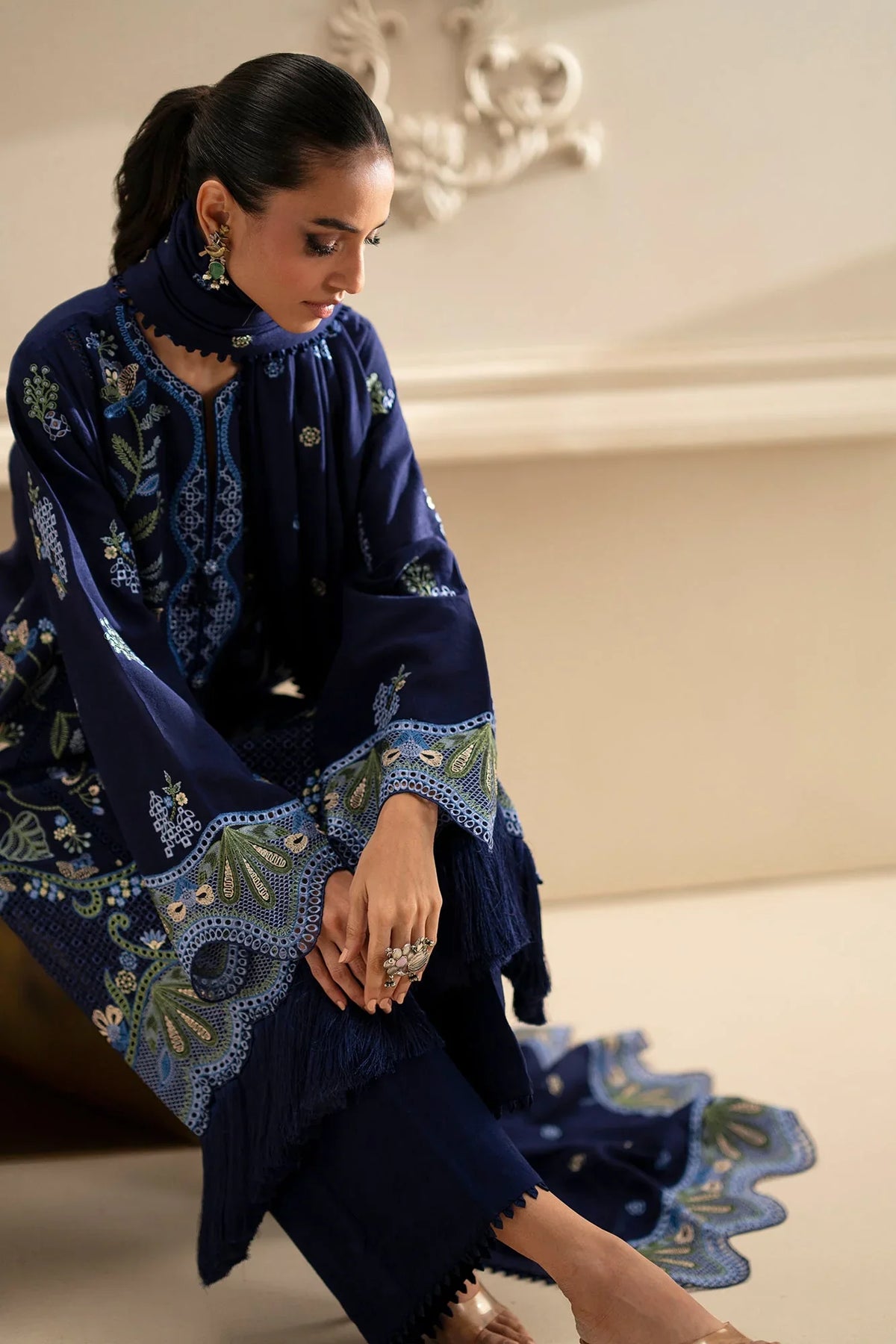 Ethnic Embroidered Dhanak Three Piece ET-414