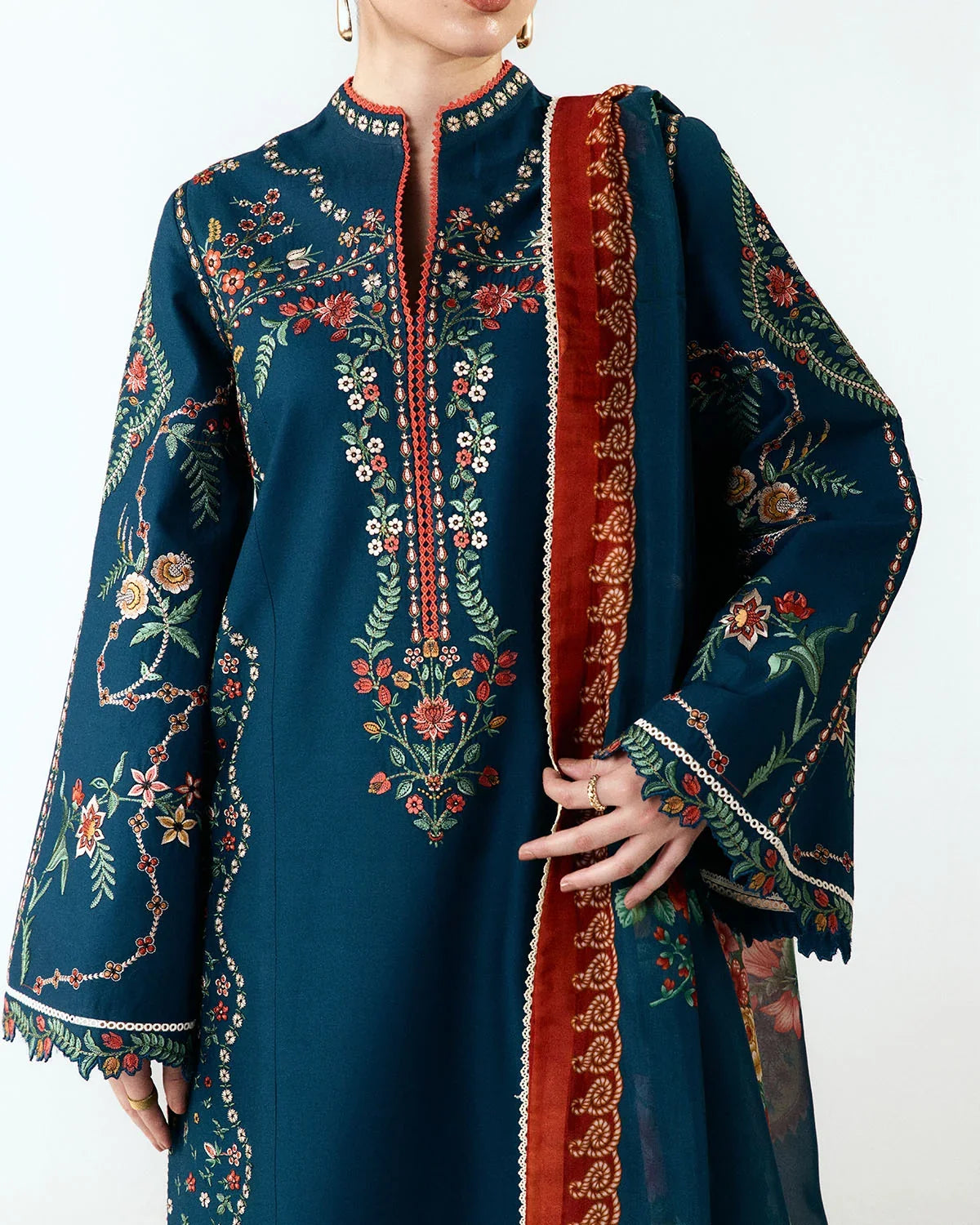 Jugnu Embroidered Dhanak Three Piece J-416