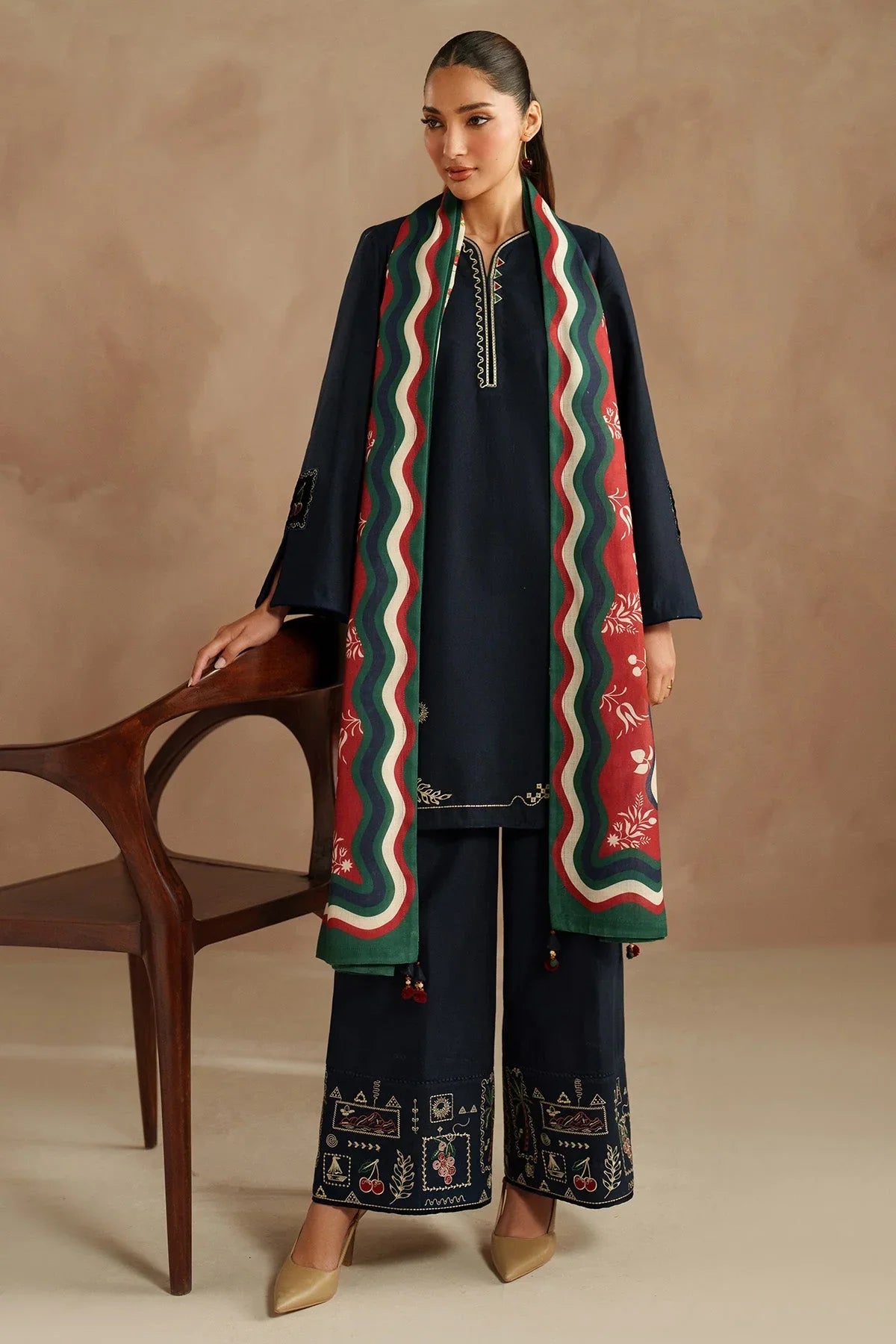 JAZMIN Embroidered Dahank Three Piece jz-403