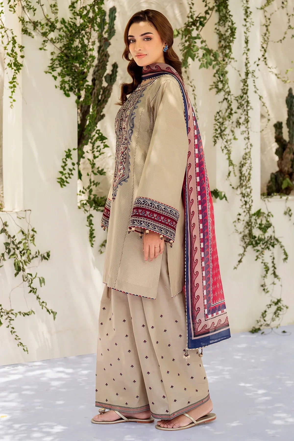 Jazmin Embroidered three piece suit D-303