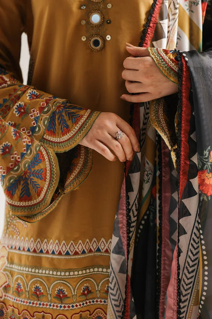 Ethnic Embroidered Dhanak Three Piece ET-415