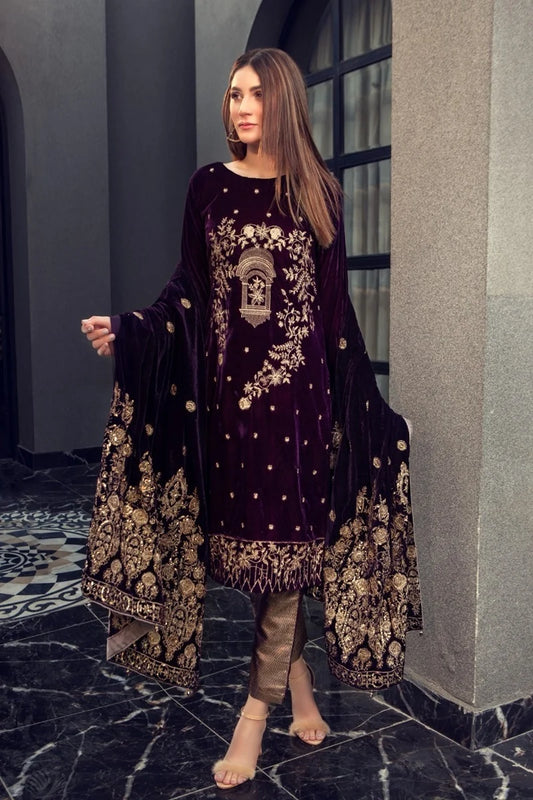 ZC-112 Embroidered Velvet 3pc