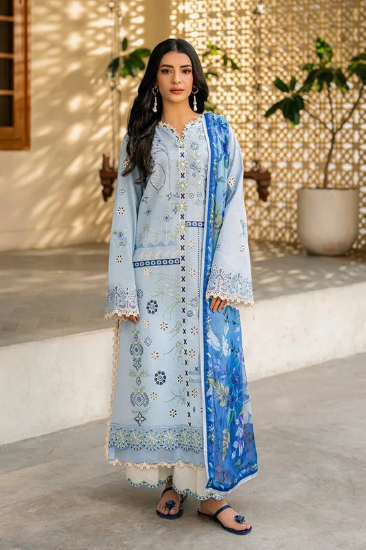 Chikenkari Qalamkar Embroidered Dhanak Three Piece QL-1049