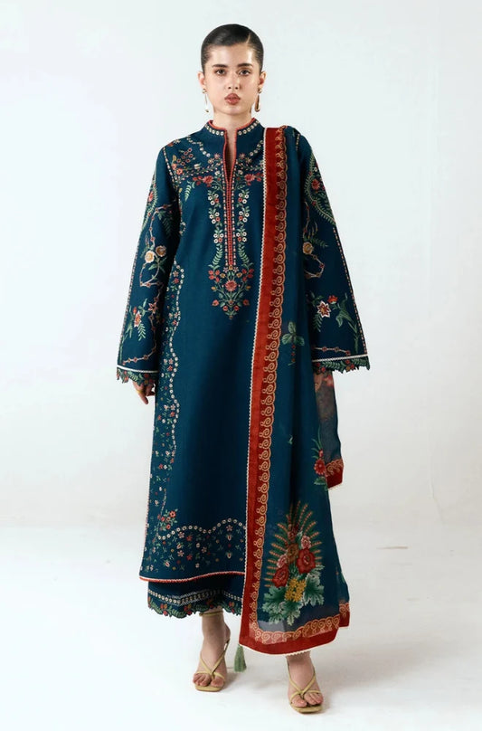 Jugnu Embroidered Dhanak Three Piece J-416
