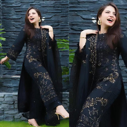 Dananeer-18405 Black Embroidered lawn 3pc