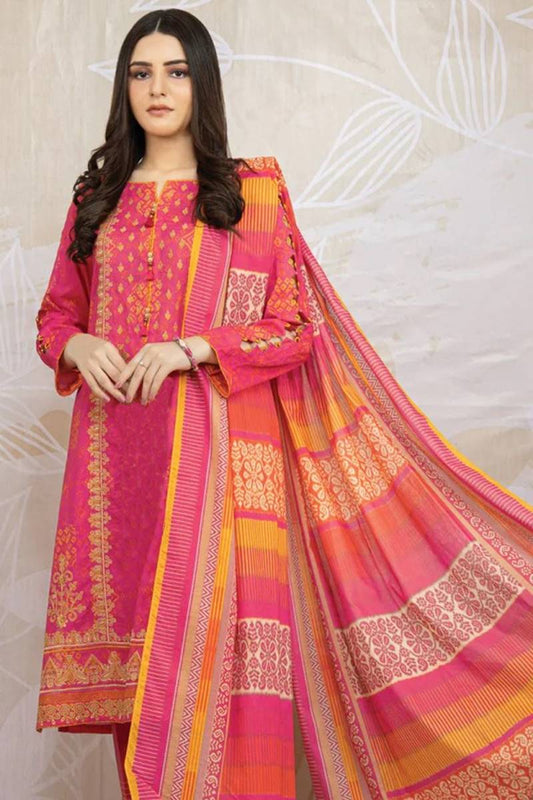 EdenRobe D-718 Pink khaddar Printed 3pc